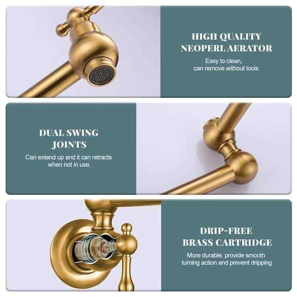ARCORA Wall Mounted Brass Pot Filler with 2-Handles - Cheap Fitting