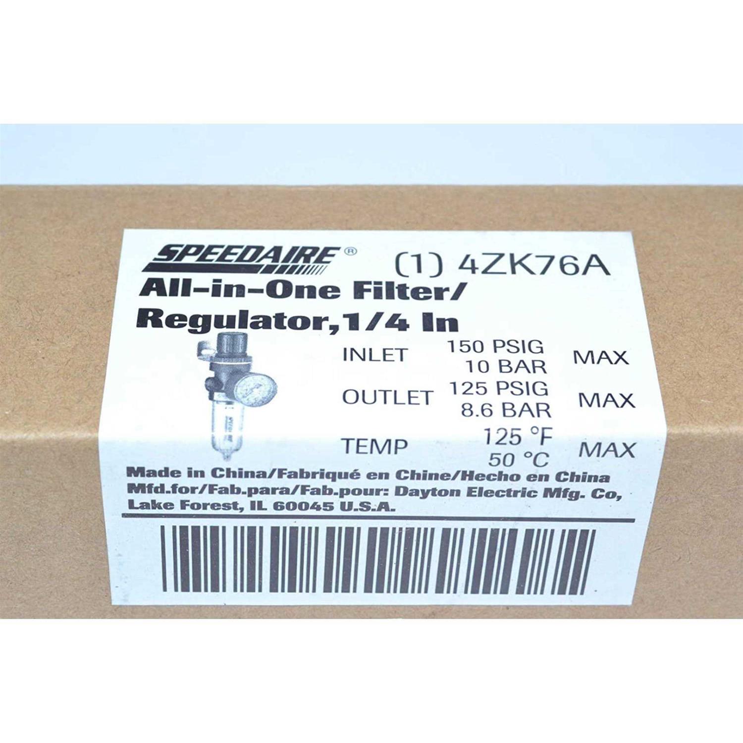 Speedaire Filter Regulator 1/4 in Npt 14 cfm 5 micron 4ZK76 - Cheap Fitting