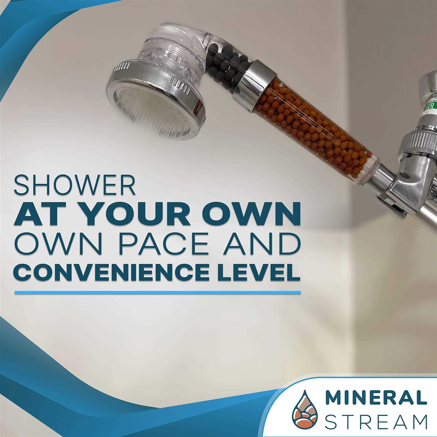 Filtered Shower Head with Handled by MineralStream High Pressure Water Saving Showerhead with Filter Beads for Hard Water with Rainfall - Cheap Fitting