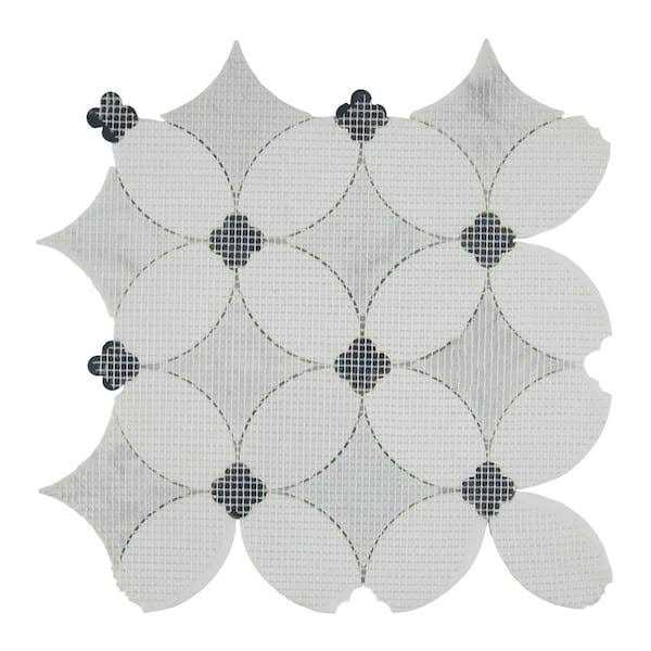 Daltile Lavaliere Diamond and Thassos White 14 in. x 14 in. Marble Petal Mosaic Tile - Cheap Fitting