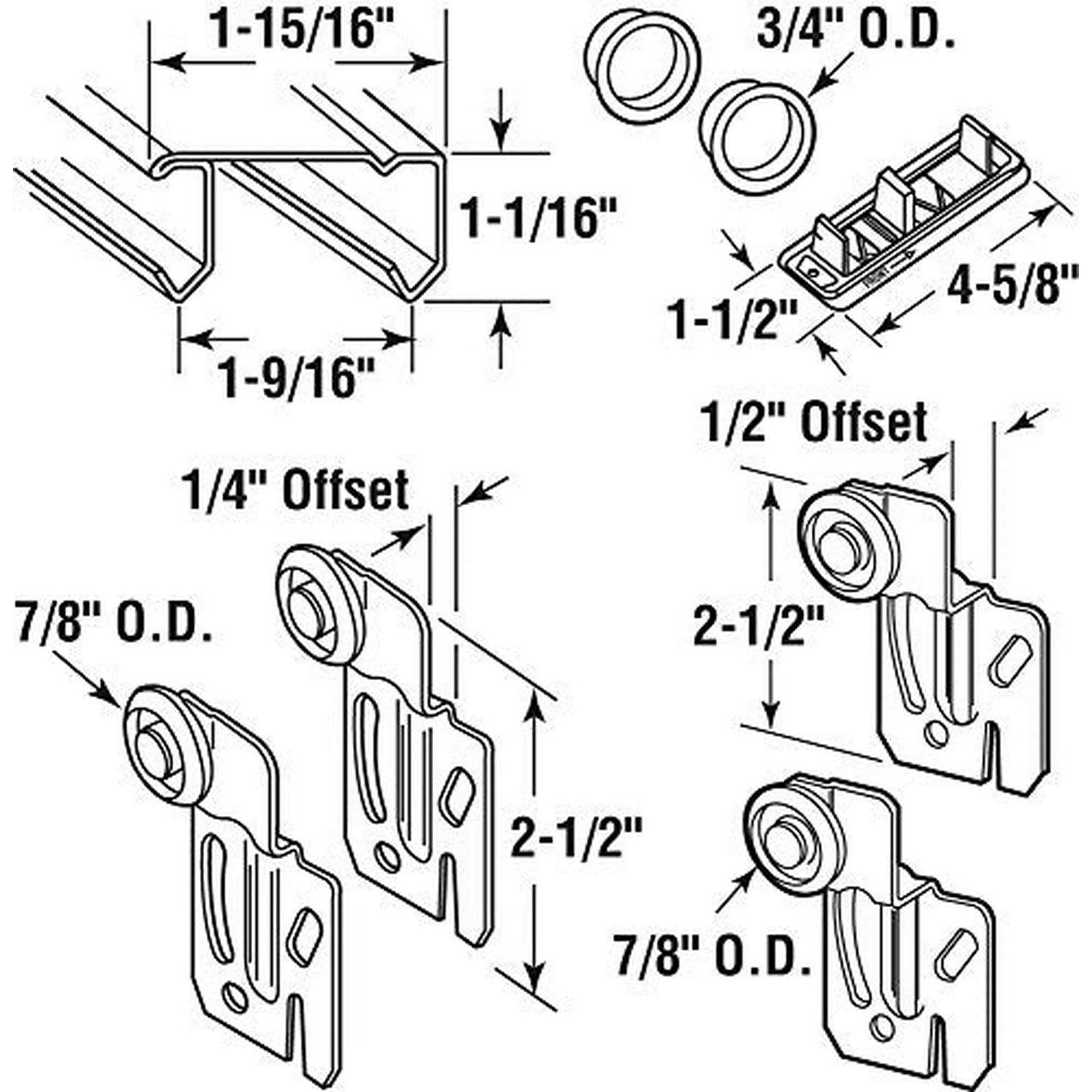 Prime-Line By-Pass Door Hardware Set Galvanized Silver Steel 161791 - Cheap Fitting