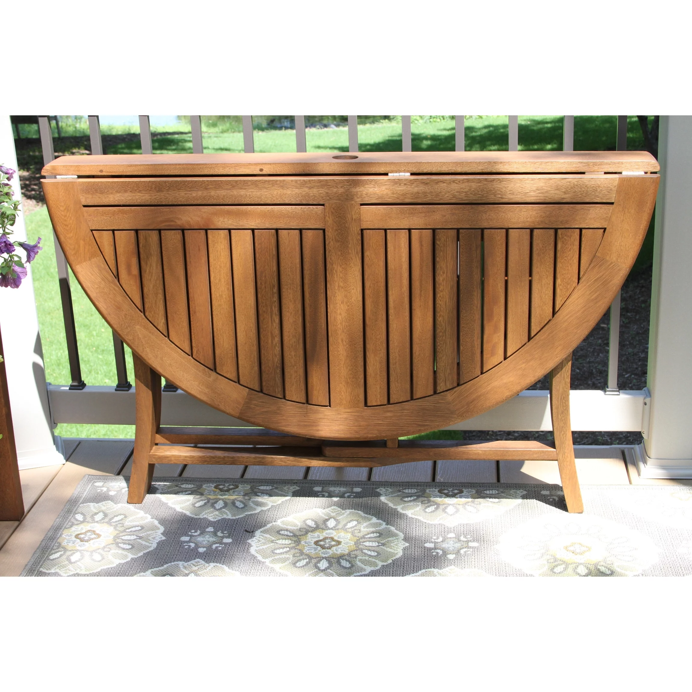 Eilaf Eucalyptus Round Folding Outdoor Dining Table - 43 inches - Cheap Fitting