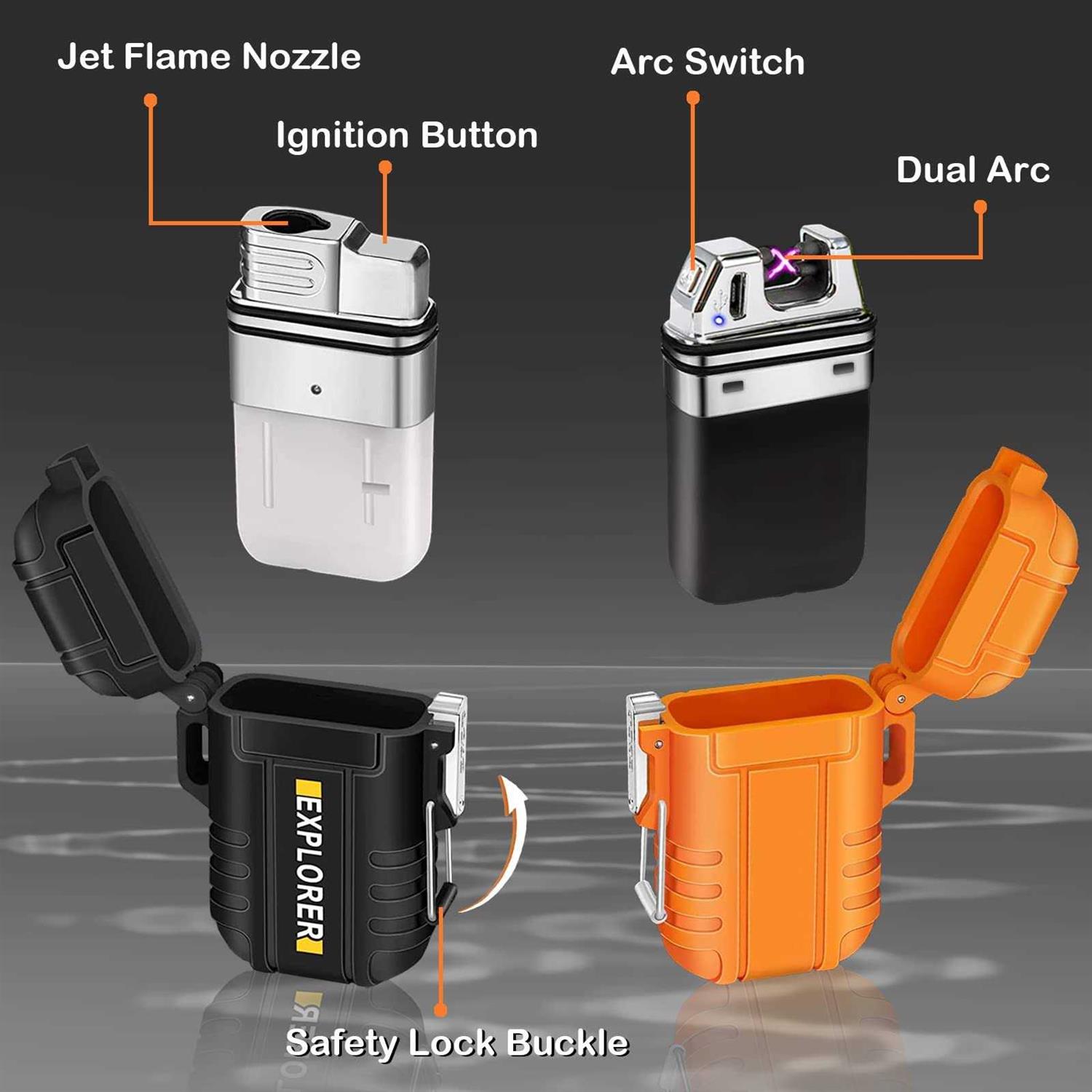 Laffizz 2 Pack Waterproof Lighter for Outdoor Windproof Torch Lighter - Cheap Fitting
