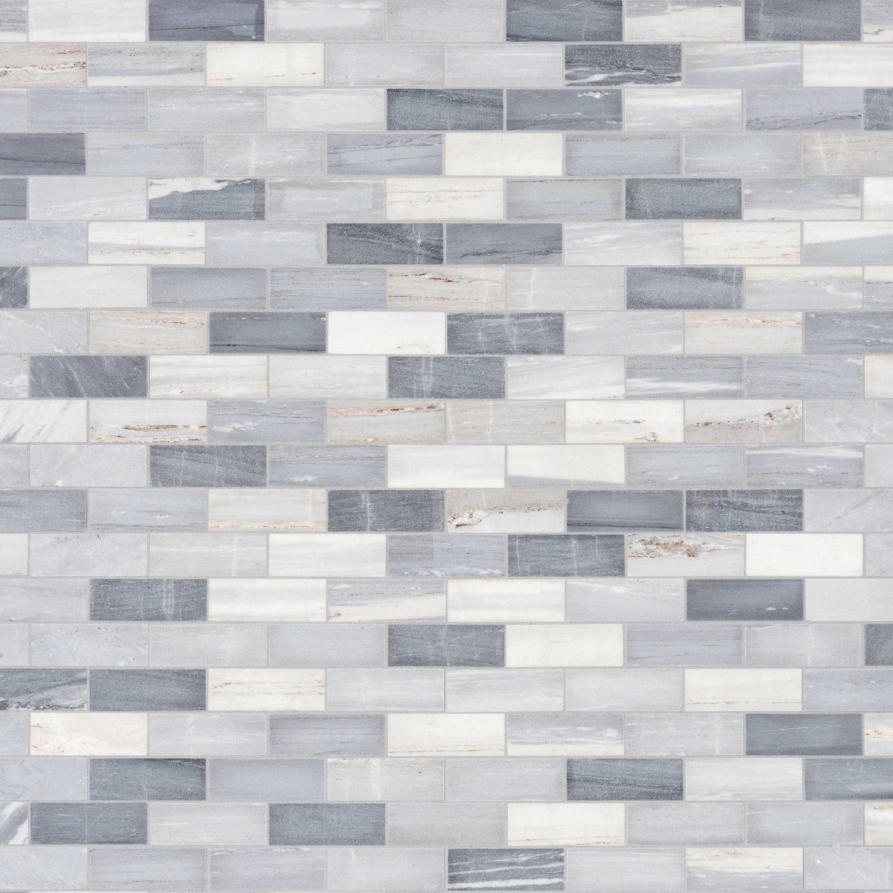Satori Palissandro 12-in x 12-in Polished Natural Stone Marble Brick Marble Look Wall Tile 1001-0161-0 - Cheap Fitting