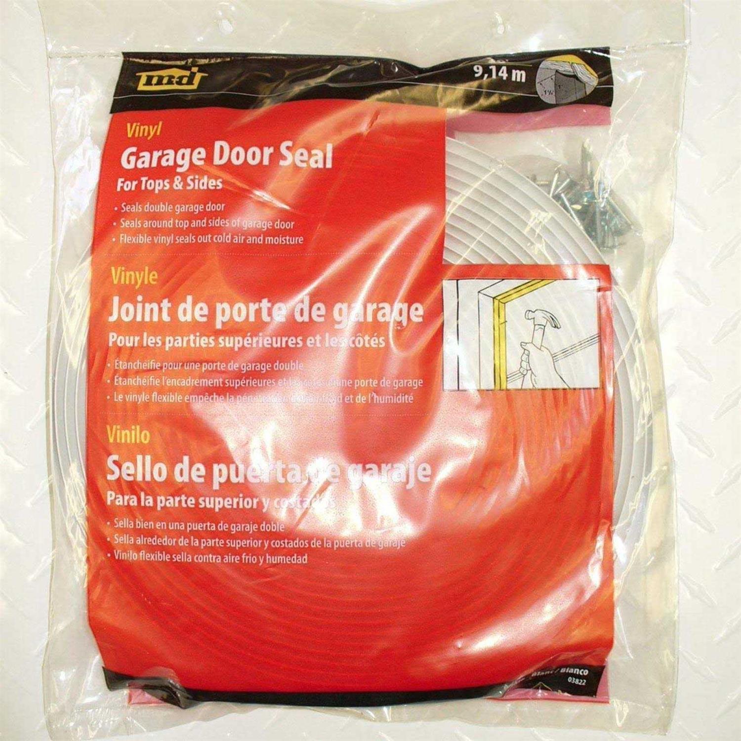 M-D Vinyl Garage Door Seal For Top & Sides 03822 - Cheap Fitting