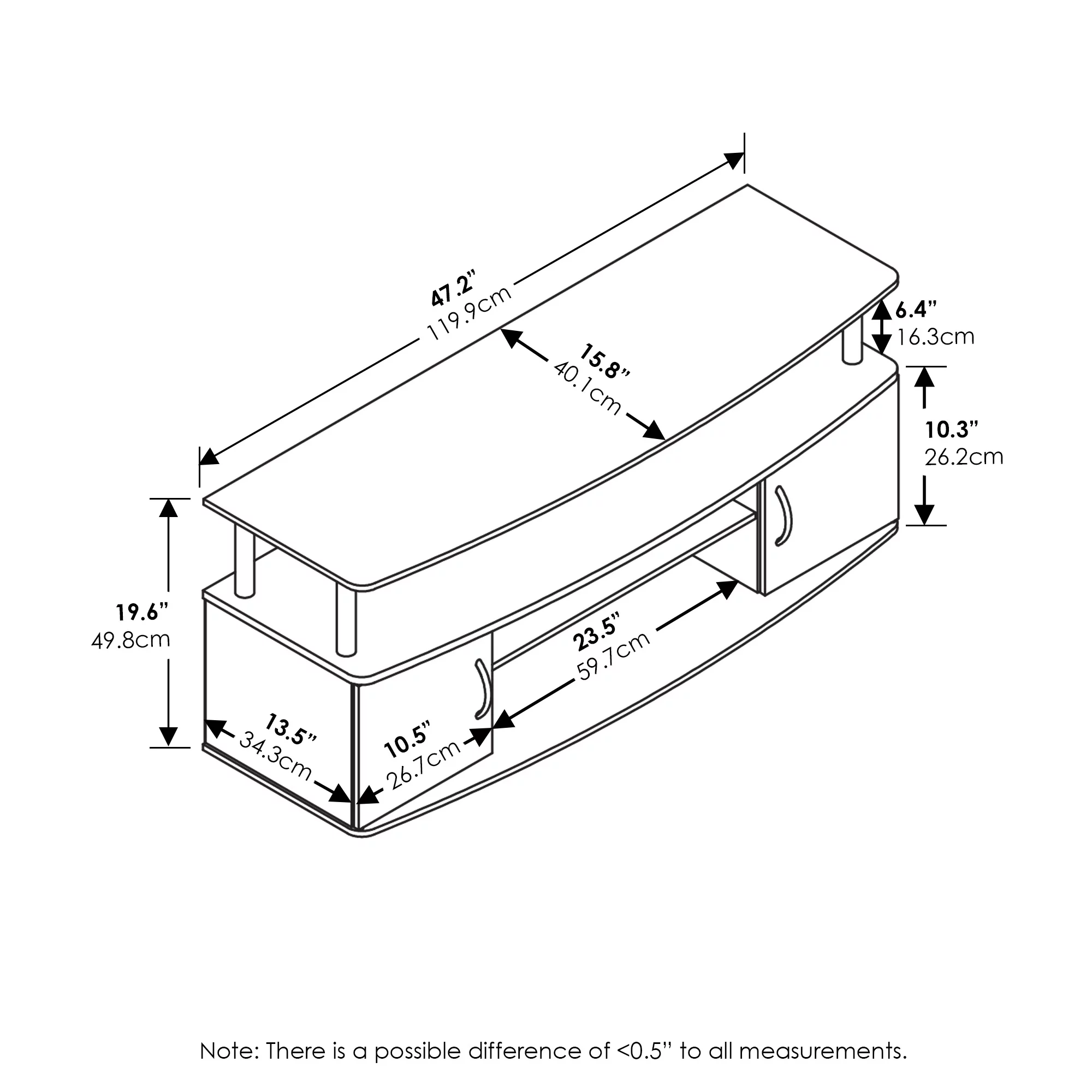 Furinno JAYA Large Entertainment Center Hold up to 55-IN TV, Amber Pine/Black - Cheap Fitting
