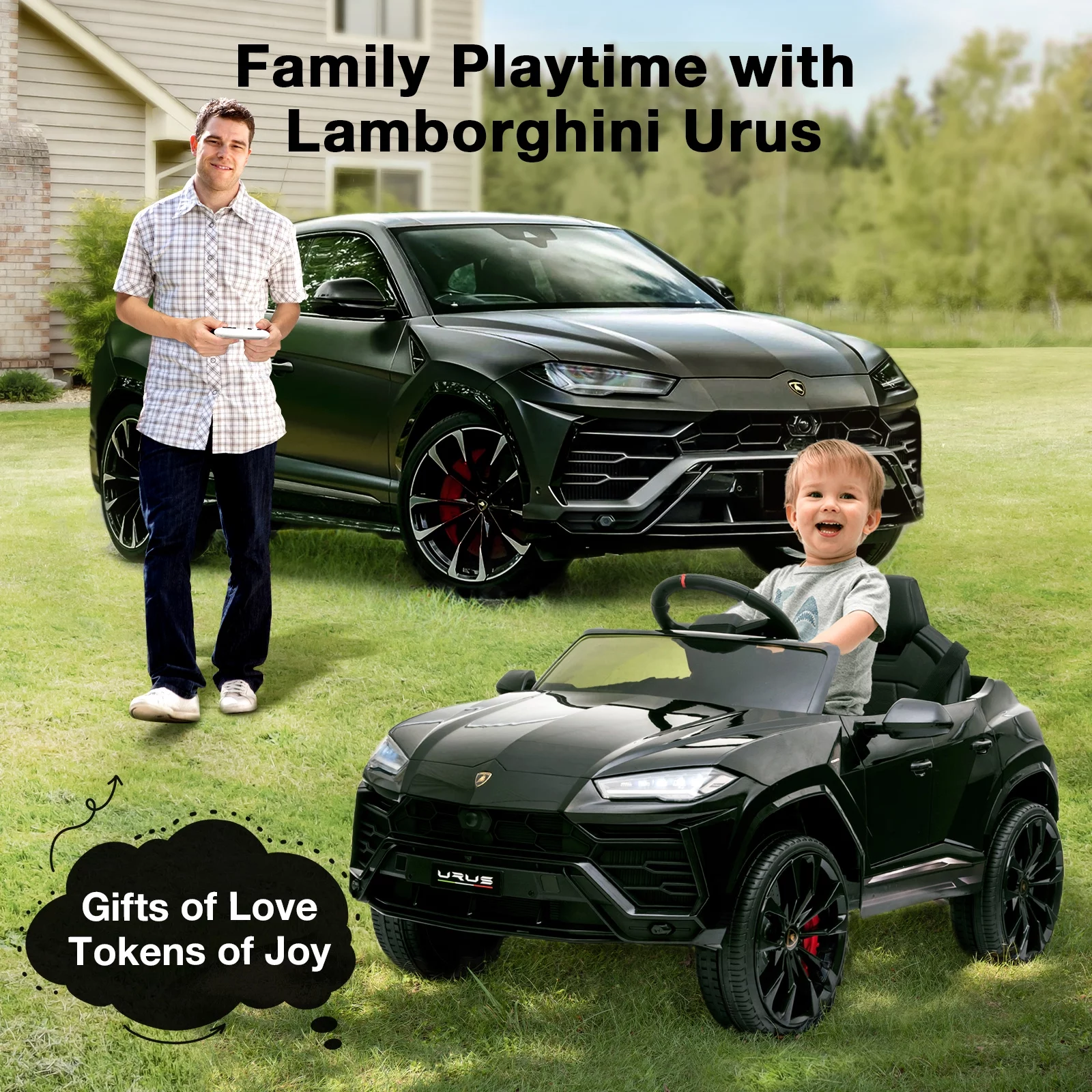 FUNTOK Lamborghini Urus 12V Electric Powered Ride on Car for Kids, with Remote Control, Foot Pedal, MP3 Player and LED Headlights - Cheap Fitting