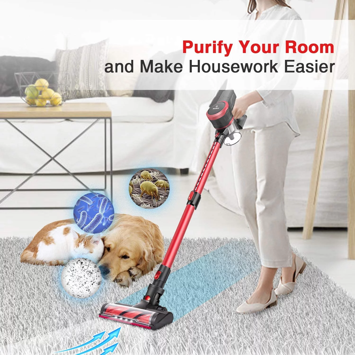 MOOSOO Cordless Vacuum Strong Suction 2-in-1 Stick Vacuum Cleaner, K17 - Cheap Fitting