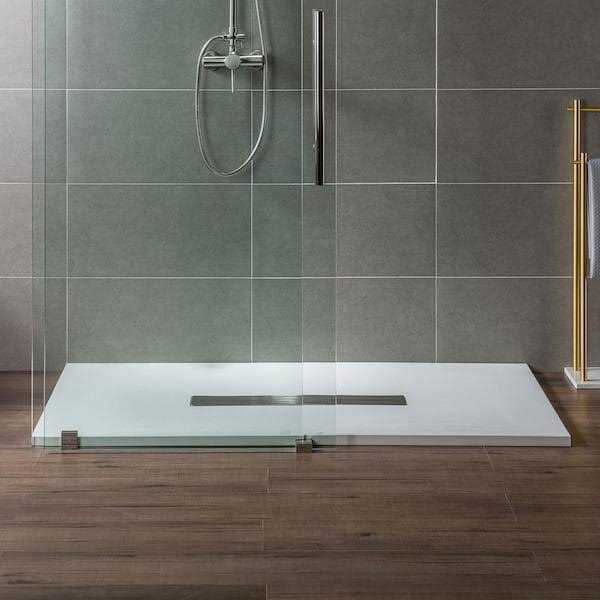 WOODBRIDGE Alcove Zero Threshold Shower Pan Base with Center Drain - Cheap Fitting