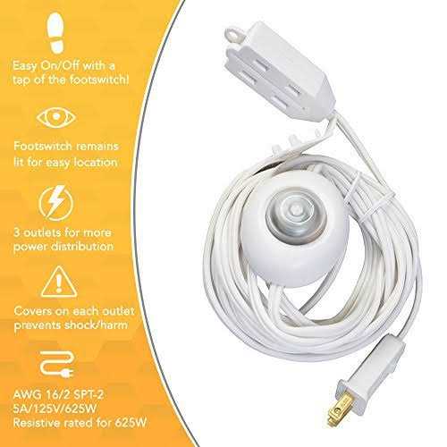 Woods 3834934 Indoor 15 ft. White Extension Cord with Switch - Cheap Fitting