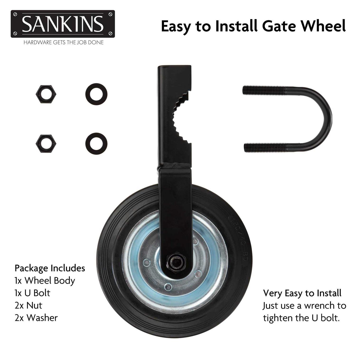 SANKINS Gate Helper Wheel for Supporting Metal Swing Gates with 1-5/8 Thru 2 Gate Frames - Cheap Fitting