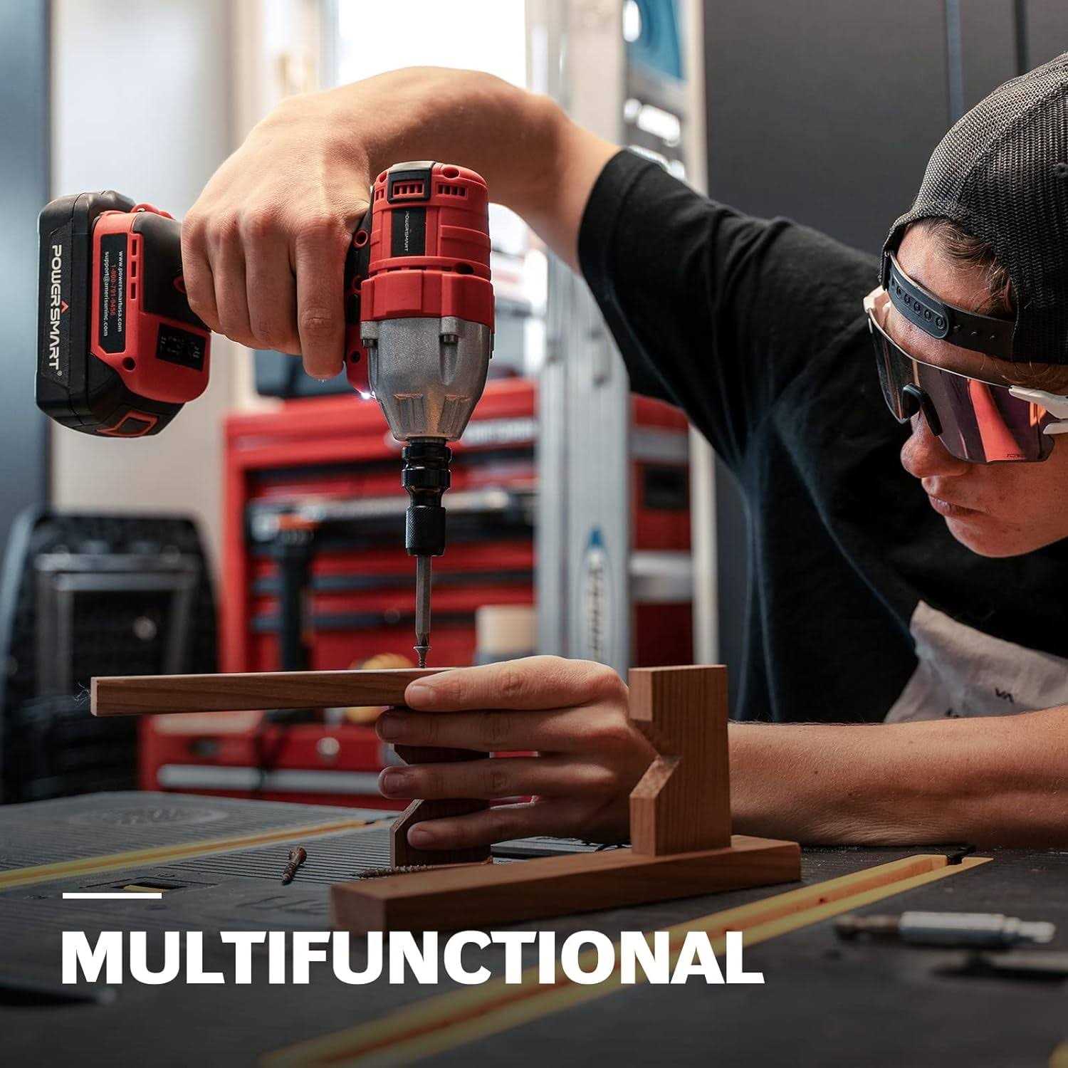 Powersmart Brushless Cordless Impact Wrench 1/2 In. with Friction Ring, 2.0Ah 20V Battery and Fast Charger - Cheap Fitting