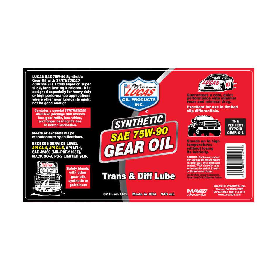 10072 Lucas Oil Synthetic Sae 75W-90 Tran - Cheap Fitting