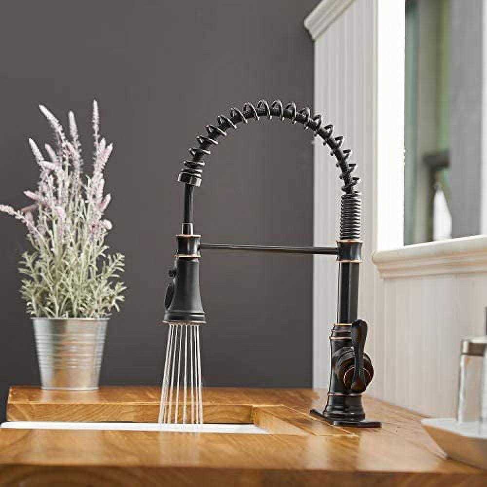 BWE Single-Handle Pull-Down Sprayer 3 Spray High Arc Kitchen Faucet with Deck Plate - Cheap Fitting