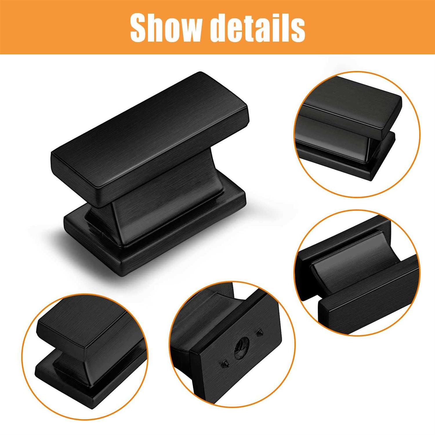 VEHCIL 10 Pack Square Matte Black Cabinet Knobs Black Drawer Dresser Knobs Cabinet Handles for Cupboard Closet Bathroom Kitchen Cabinet Hardware - Cheap Fitting
