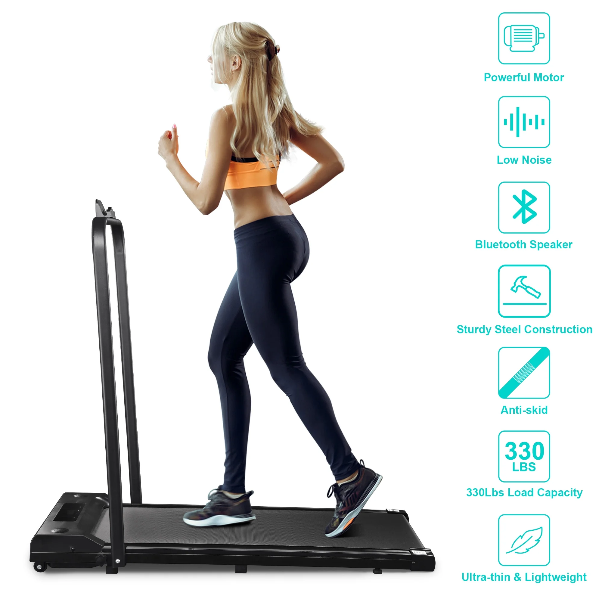 Yescom Foldable 2 in 1 Treadmill Under Desk Compact Motorized  Running Jogging Machine 1.5 HP - Cheap Fitting