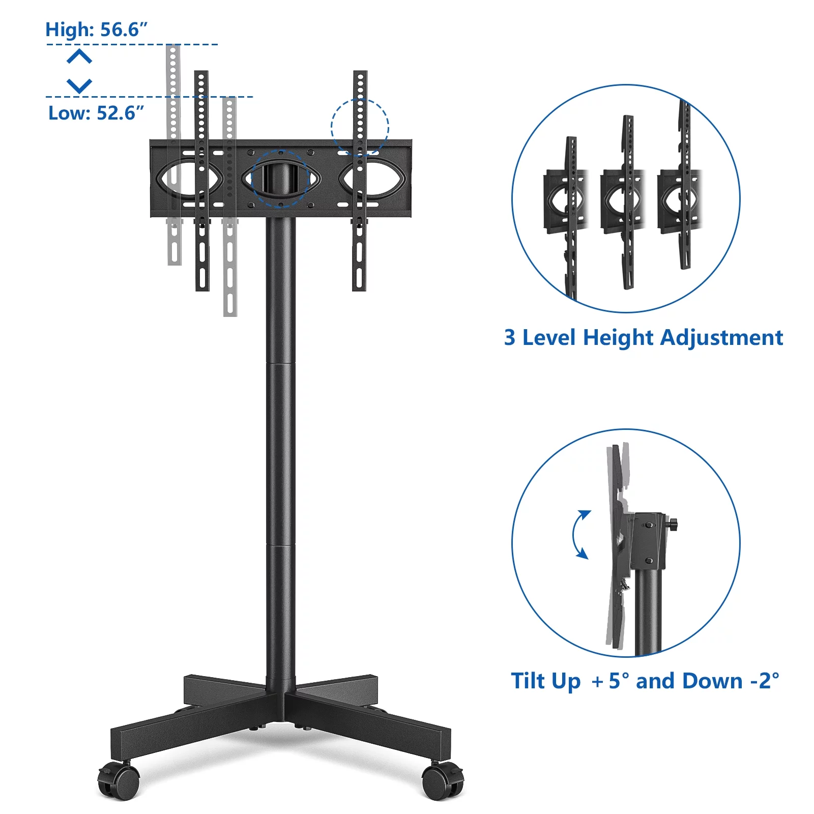 Mobile TV Stand for TVs up to 60 inch with Apple TV Roku Ultra Mount Cart - Cheap Fitting