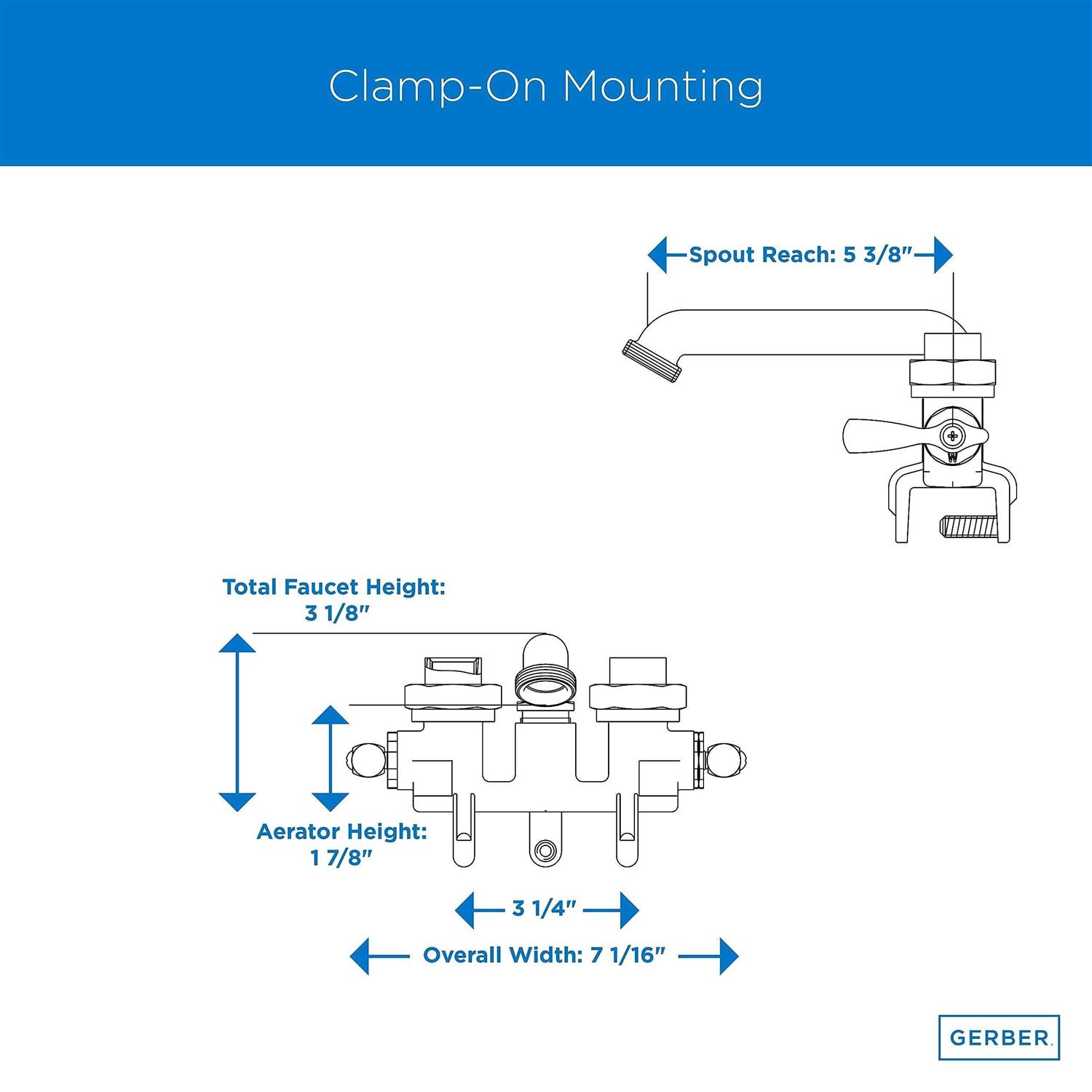 Gerber G0049530 Classics Two Handle Clamp-on Combination Laundry Faucet - Cheap Fitting