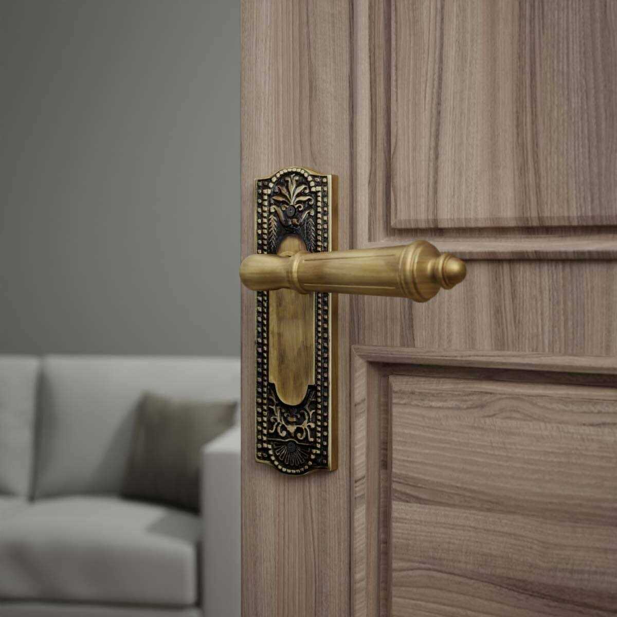 Renovators Supply Door Back Plate Antique Brass Beaded Without Keyhole 7 1/4 H - Cheap Fitting