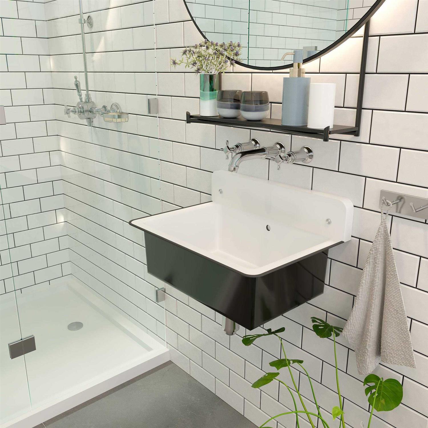 Nantucket Sinks 20-inch Wallmount Bucket Sink with Overflow NS-ACBS20OF - Cheap Fitting