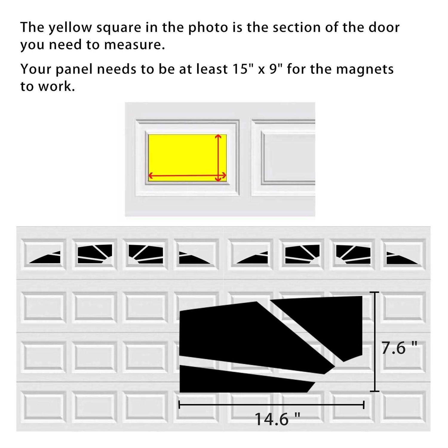 Sanfurney 2 Car Magnetic Garage Door Windows Panes Sunburst Style Pre-Cut Faux Fake Decorative Window Decals - Cheap Fitting