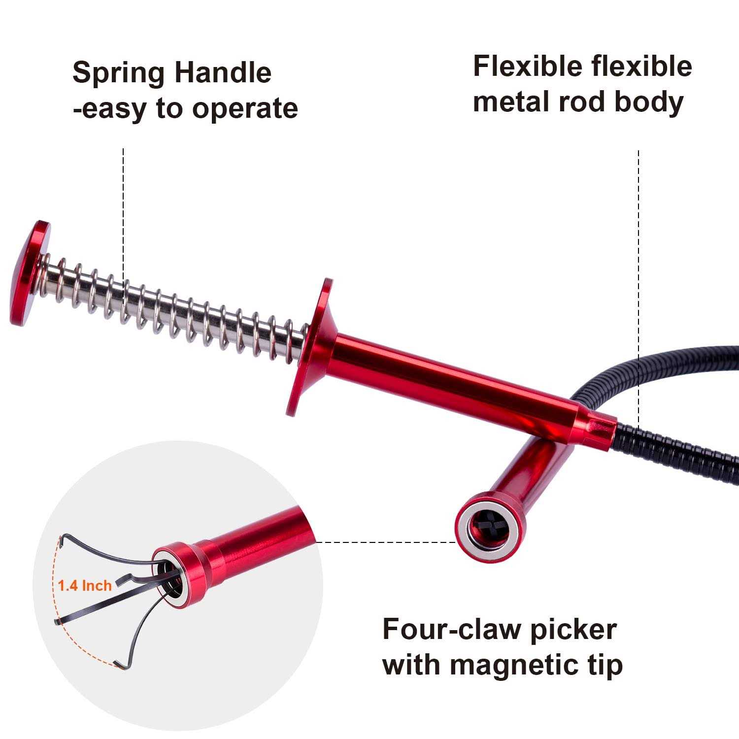Sardvisa Bendable Flexible Magnetic Pickup Tool 24” Four Claw Grabber Tool Accurate Pick Up In Narrow Space for Engine Bay/Home Sink/Drain/Earring - Cheap Fitting