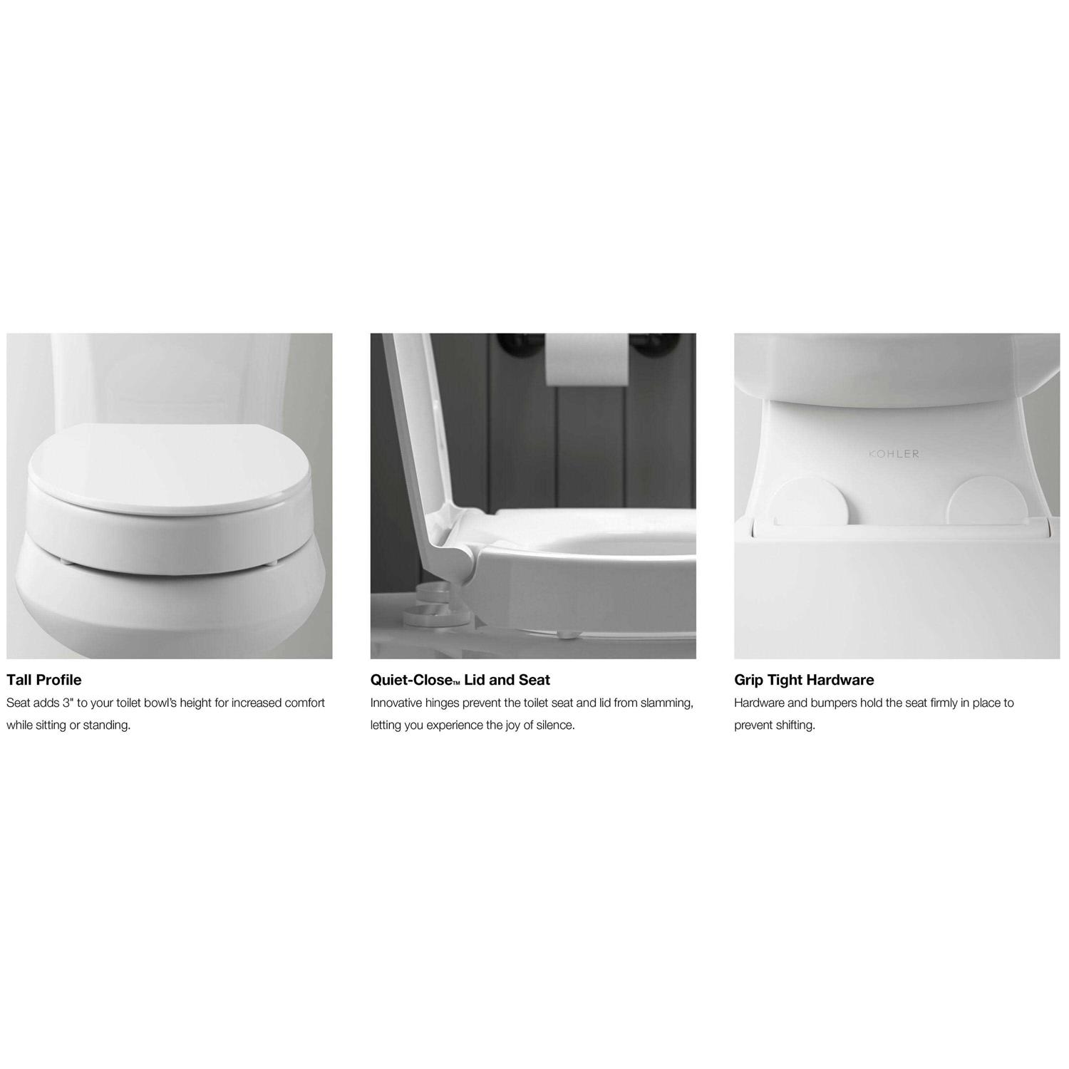 KOHLER Hyten Elevated Quiet-Close Elongated toilet Seat - Cheap Fitting