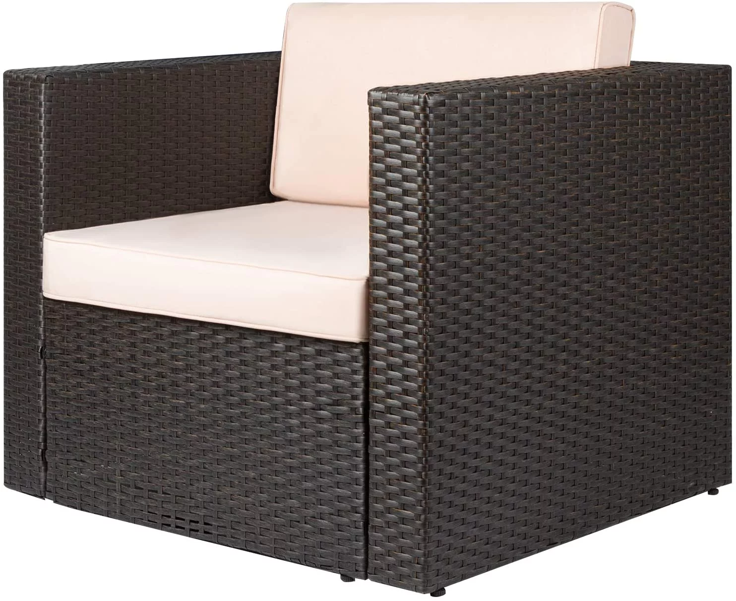 Devoko 4 Pieces Patio Furniture Sets All Weather Outdoor Sectional Sofa with Cushion and Glass Table, Beige - Cheap Fitting