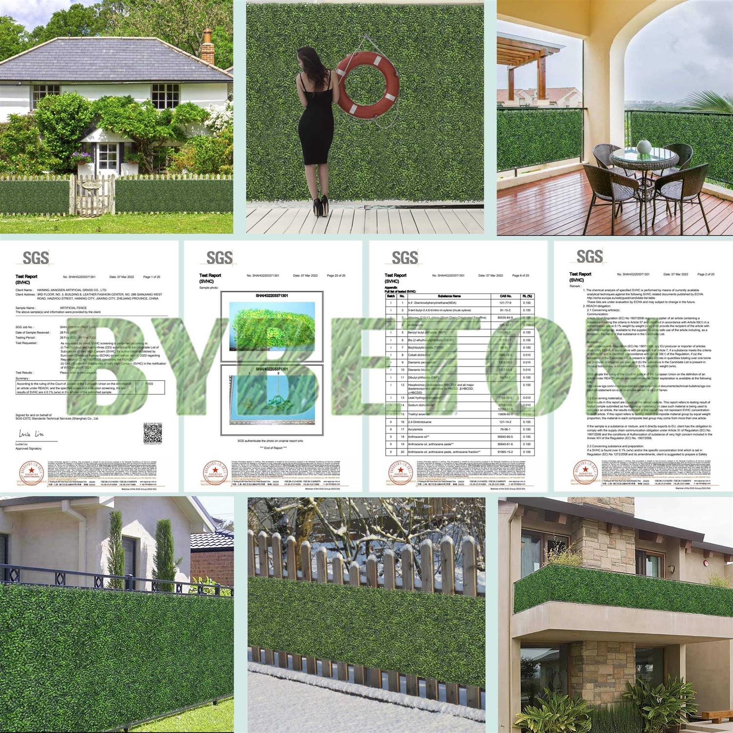 Bybeton Artificial Ivy Privacy Fence Screen Uv-Anti Leaves Grass Wall Patio Balcony - Cheap Fitting