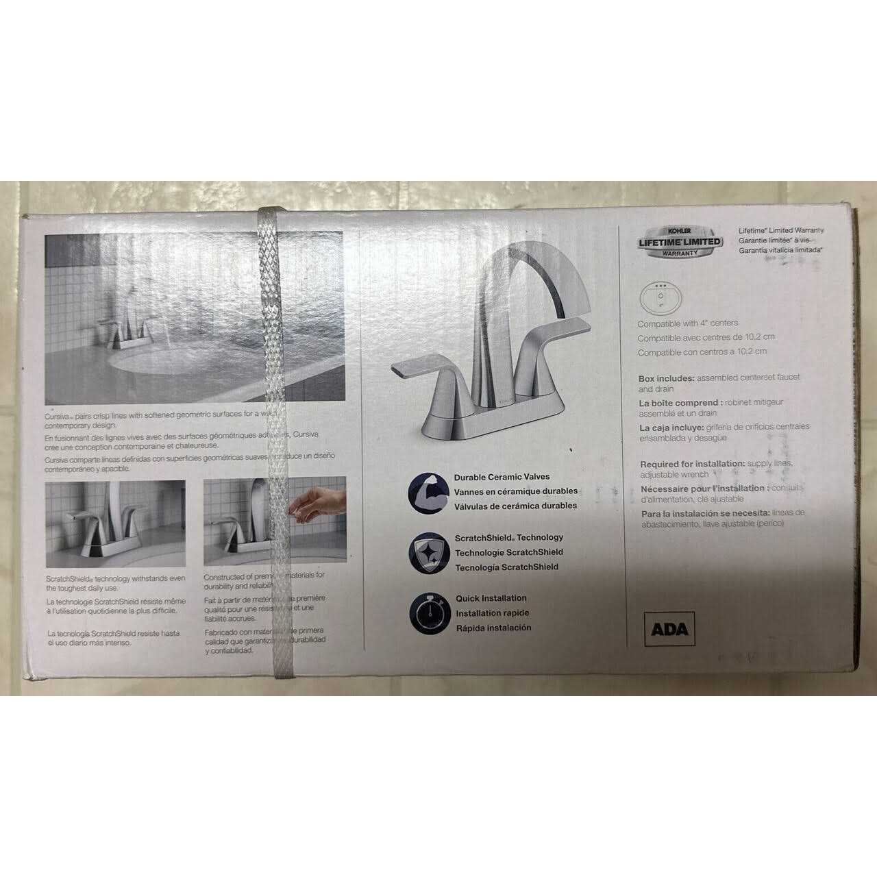 KOHLER Cursiva 4 in. Centerset 2-Handle Bathroom Faucet - Cheap Fitting