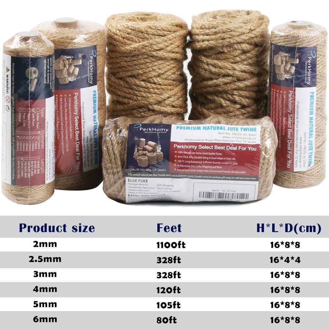 PH PERKHOMY PerkHomy Natural Jute Twine Twine Crafts Gift Wrapping Packing Gardening Wedding - Cheap Fitting