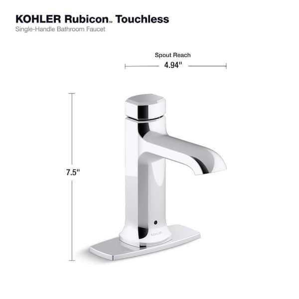 KOHLER Rubicon Battery Powered Touchless Single Hole Bathroom Faucet in Vibrant Brushed Nickel - Cheap Fitting