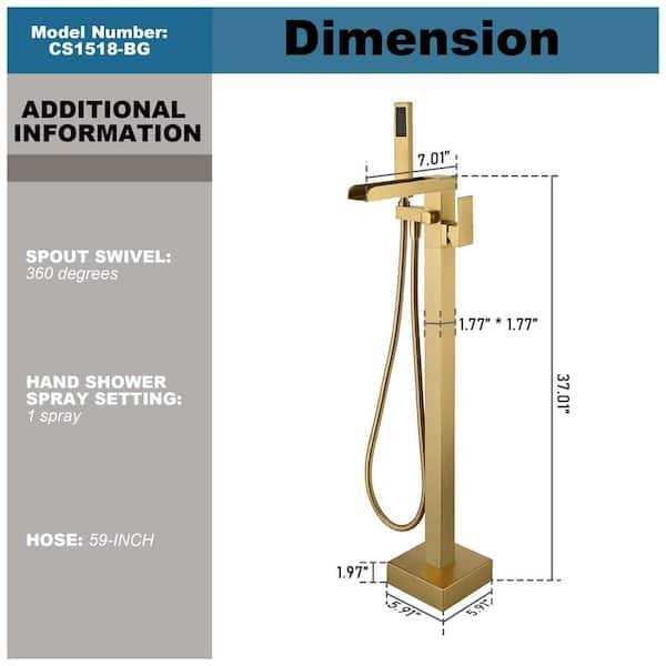 CASAINC Single Handle Freestanding Waterfall Bathtub Faucet with Handheld Shower - Cheap Fitting