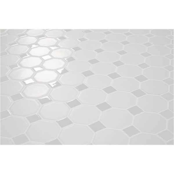 Daltile Octagon & Dot Matte White/Black Gloss Dot Tile & Stone - Cheap Fitting