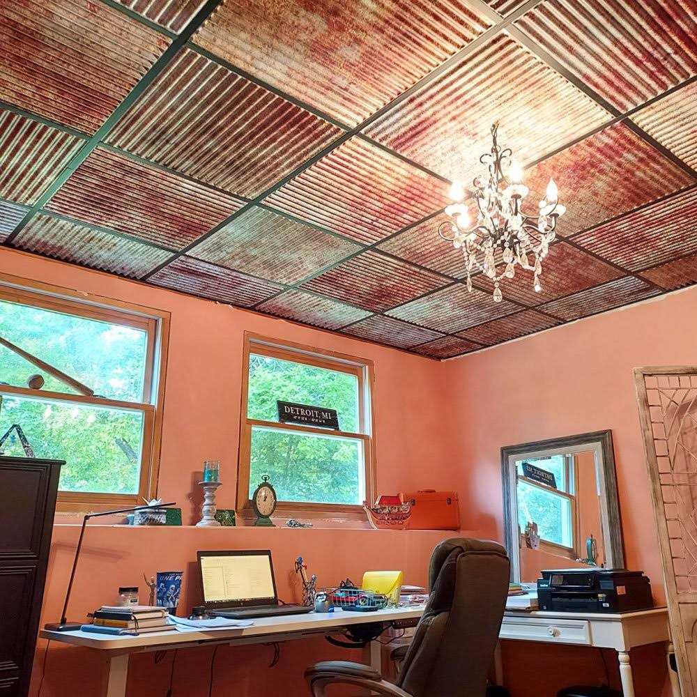 From Plain To Beautiful in Hours Ridged Metal 2 ft. x 4 ft. PVC Lay-in Ceiling Tile - Cheap Fitting