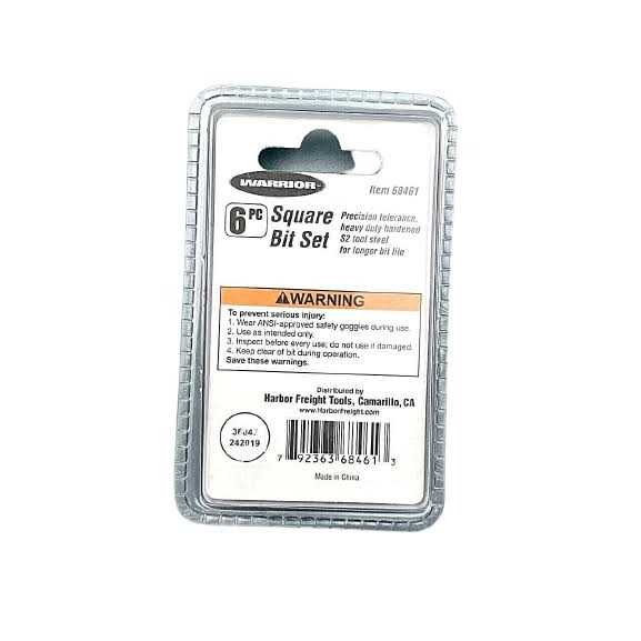 Warrior Square Bit Assorted Set 6 Pc - Cheap Fitting