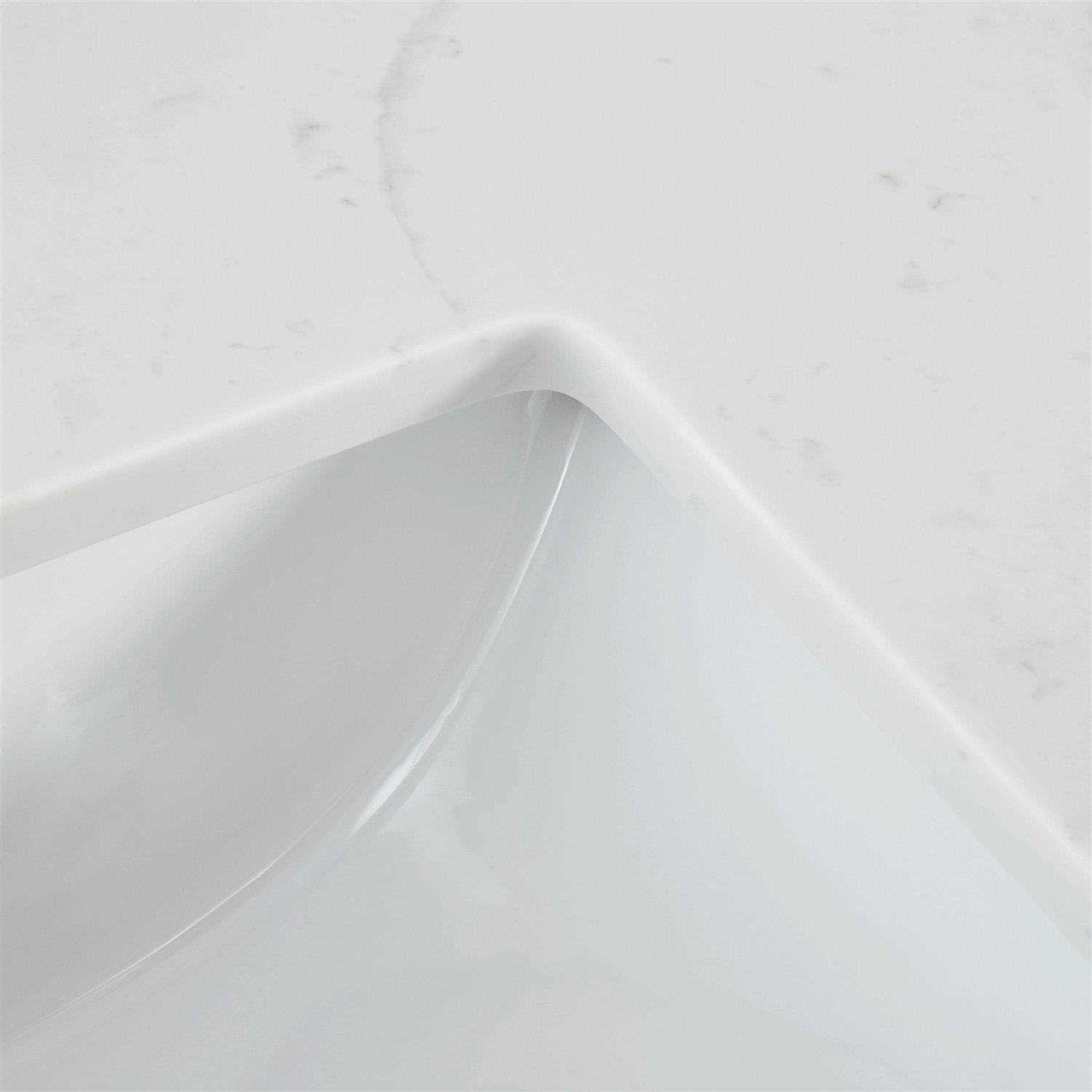 allen + roth Calacatta quartz 61-in White quartz Undermount Double Sink 3-Hole Bathroom Vanity Top 261538 - Cheap Fitting