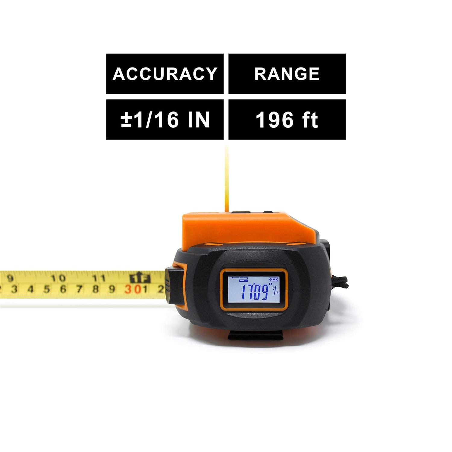 Laser Tape Measure 2-in-1 Laser Measure 196 ft Tape Measure 16 ft Metric LT60 - Cheap Fitting
