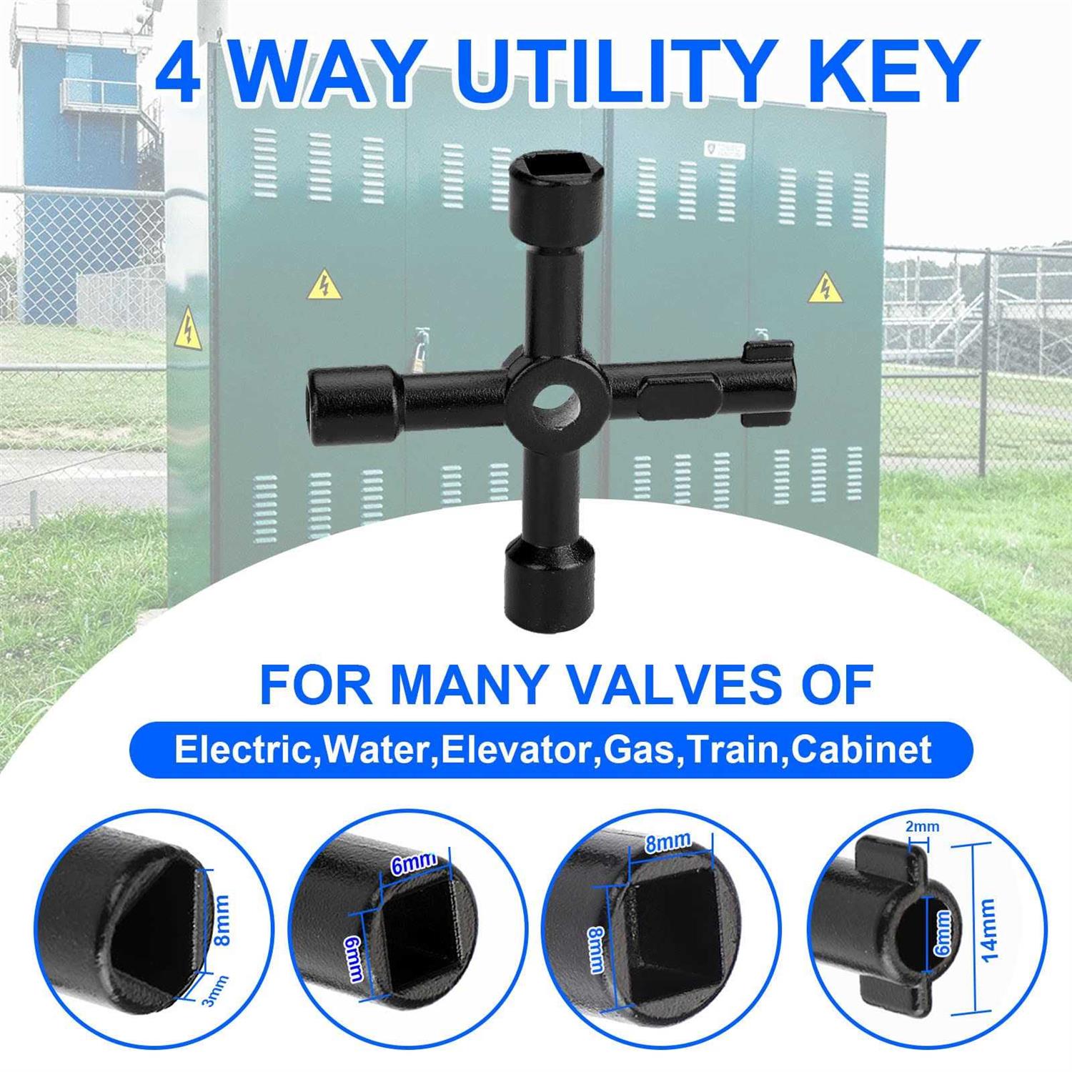 Eapele Water Meter Key 16 inch Enforced Steel T-handle With 4-way Multi-functional Universal Cross Key - Cheap Fitting