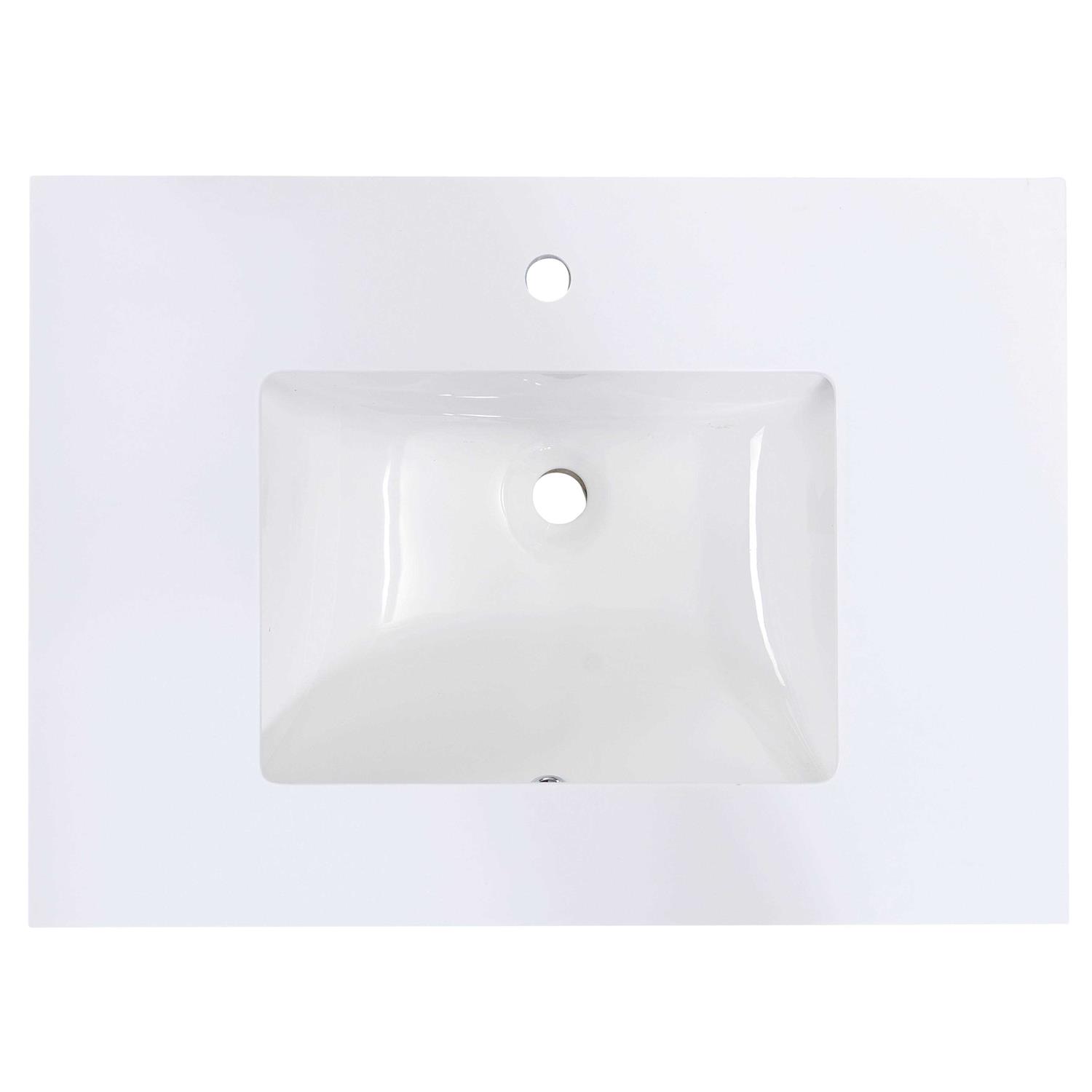 Altair Stone effects Vanity Top in Snow White with White Sink - Cheap Fitting