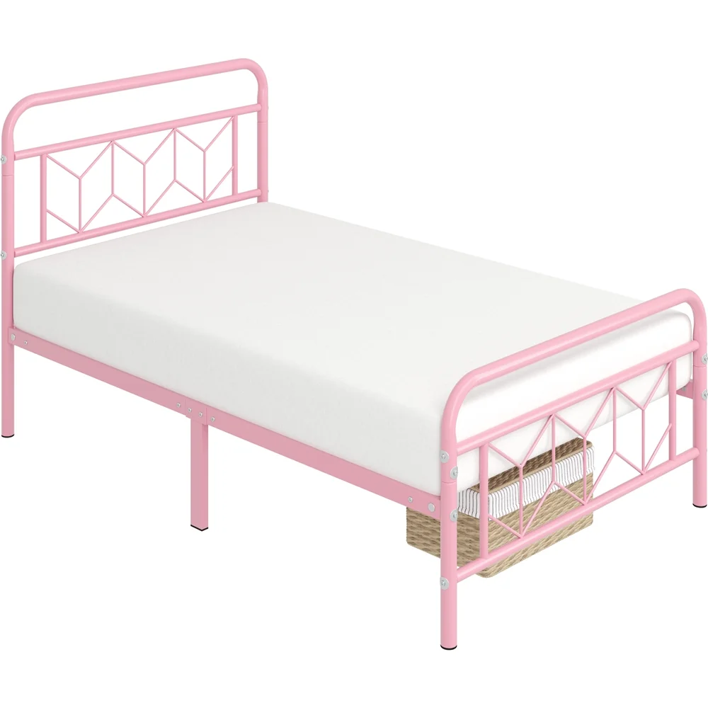 Easyfashion Aubrey Vintage Metal Chevron Platform Bed,Twin XL,Pink - Cheap Fitting