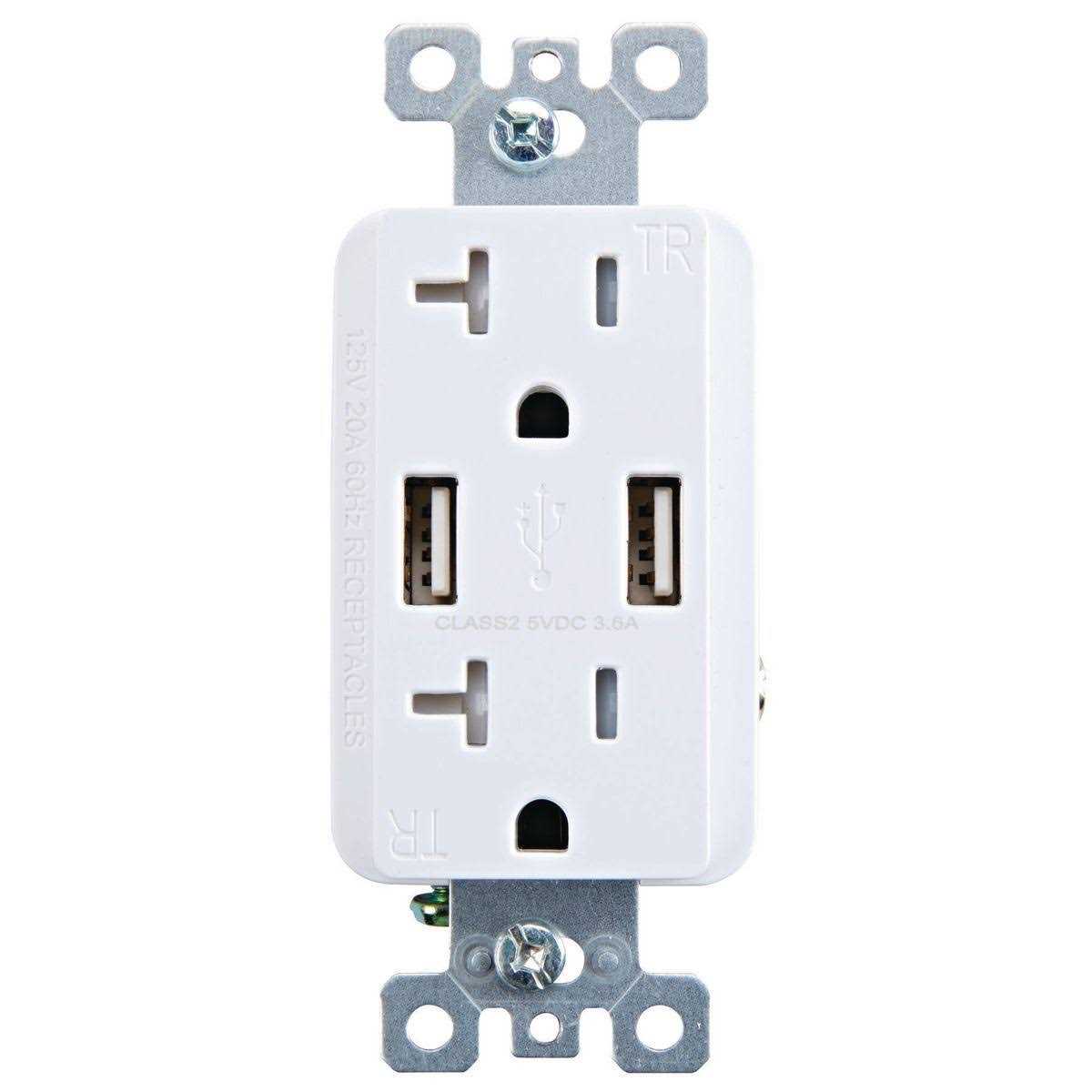 Armstrong 20 Amp 125v 2 USB Rapid Charging Outlet - Cheap Fitting