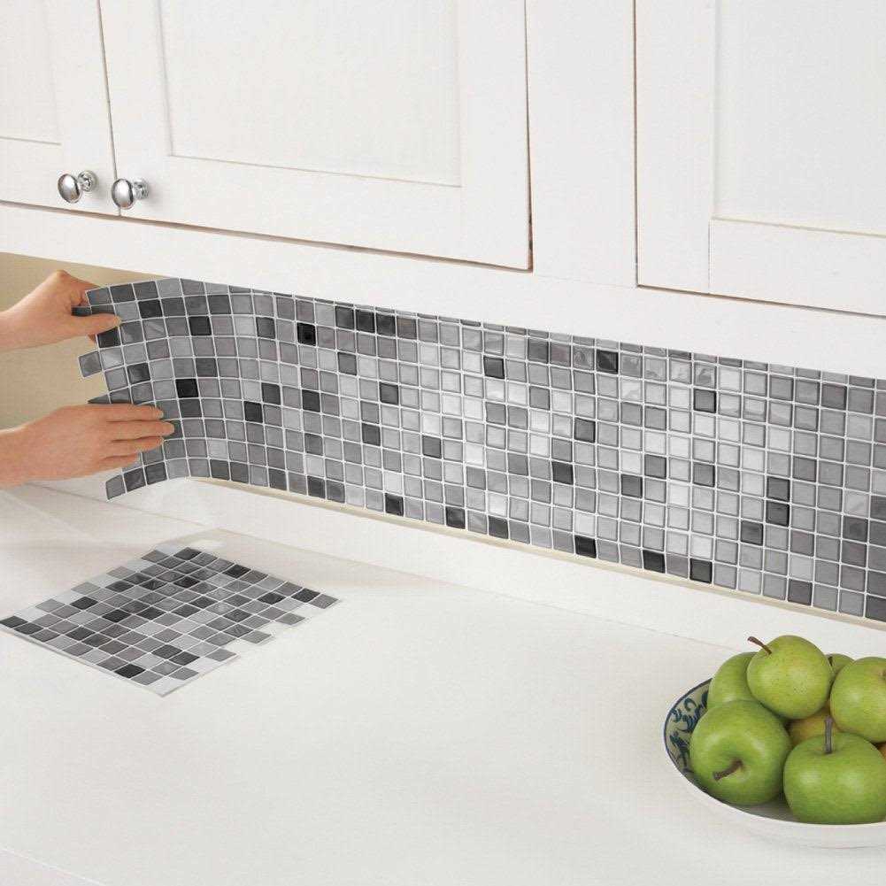 Collections Etc Multi-Colored Adhesive Mosaic Backsplash Tiles for Kitchen and Bathroom - Cheap Fitting