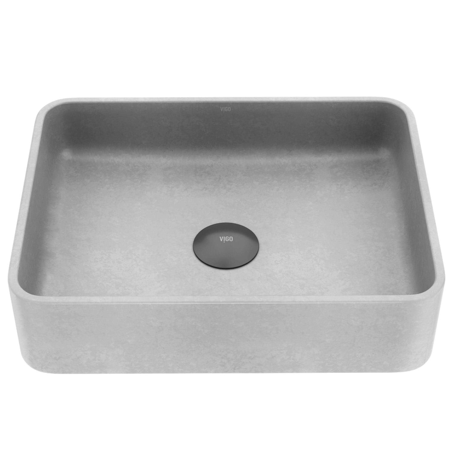 VIGO Concreto Stone Rectangular Bathroom Vessel Sink VG04064 - Cheap Fitting
