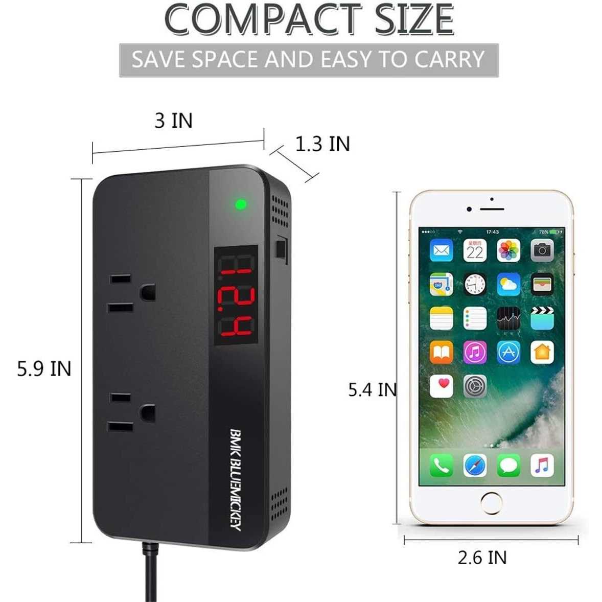 BMK 200W Car Power Inverter DC 12V to 110V AC Car Inverter 4 USB Ports Charger Adapter Car Plug Converter with Switch and Current Lcd Screen - Cheap Fitting