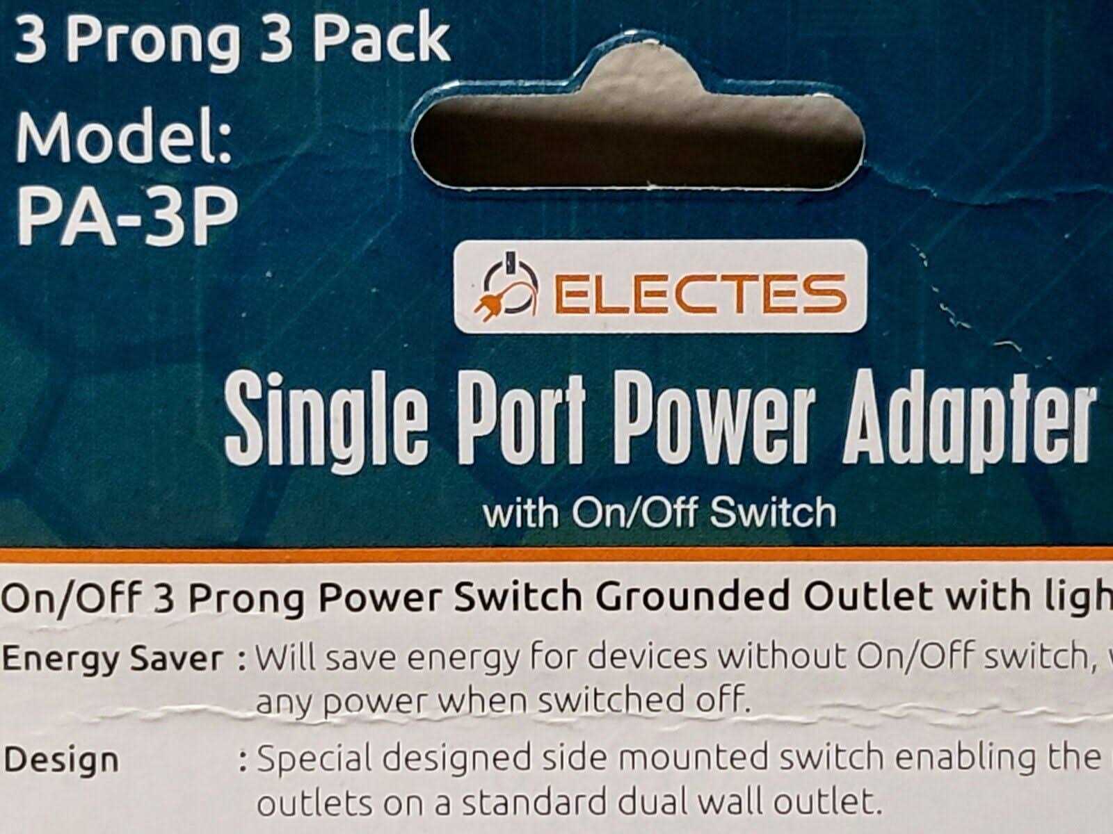 Electes 3 Prong Grounded Single Port Power Adapter - Cheap Fitting