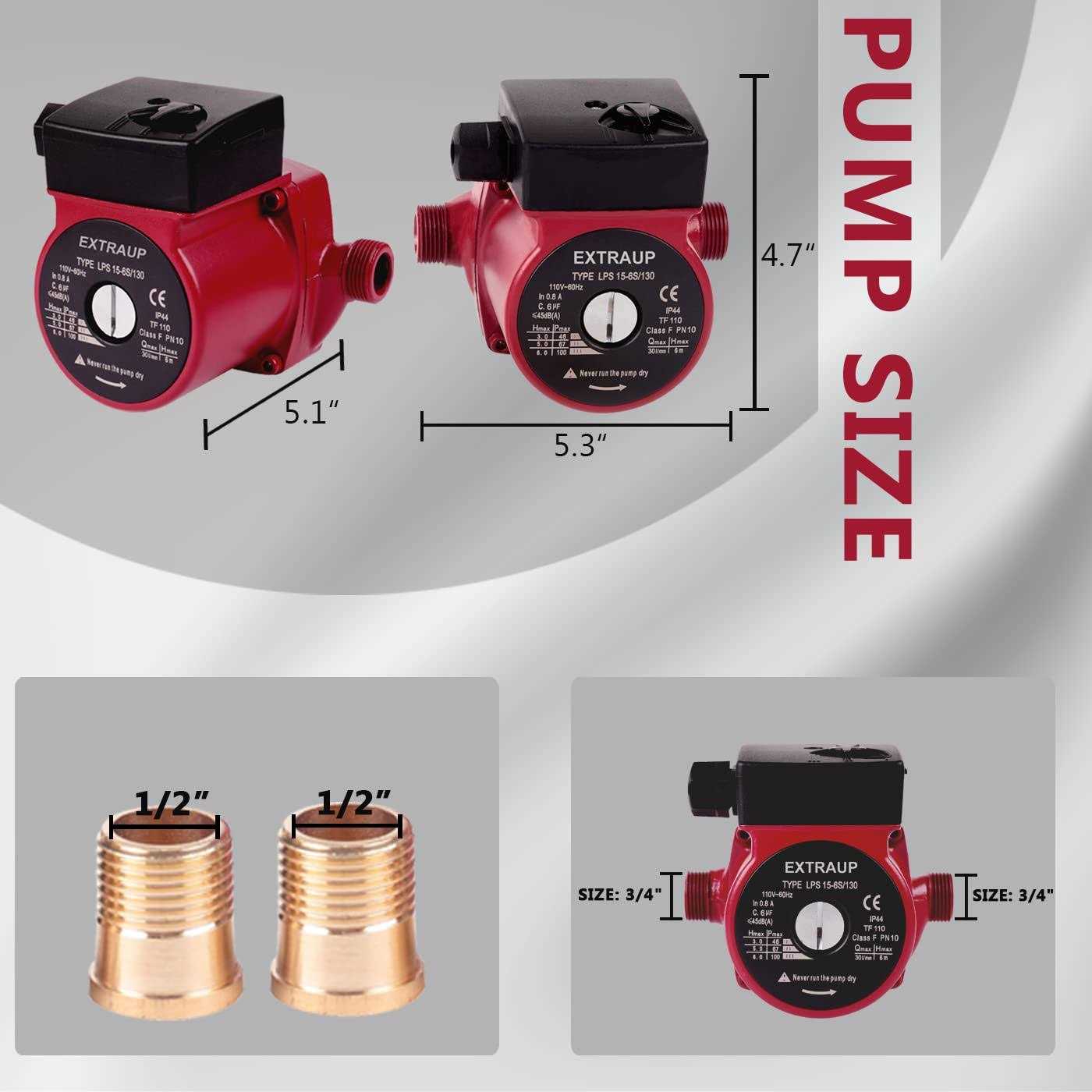 EXTRAUP 3/4 NPT 110V Hot Water 3-Speed Cast Iron Circulation Pump Circulator Pump - Cheap Fitting