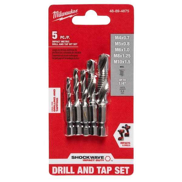 Milwaukee 48-89-4874 SHOCKWAVE 5 Pc SAE Impact Drill Tap Set - Cheap Fitting