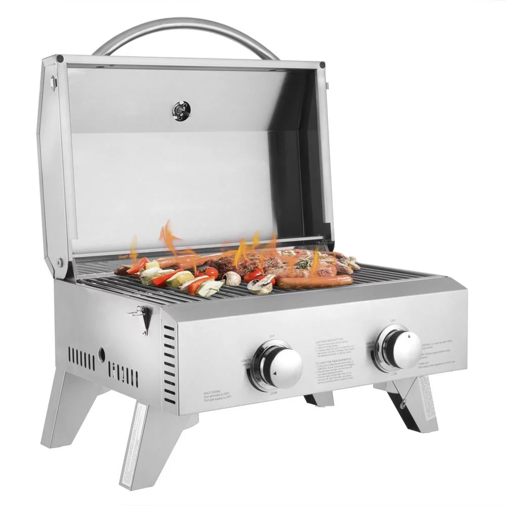 Zimtown Portable 2 Burner 20,000BTU Stainless Steel Propane Grill with Foldable Leg - Cheap Fitting