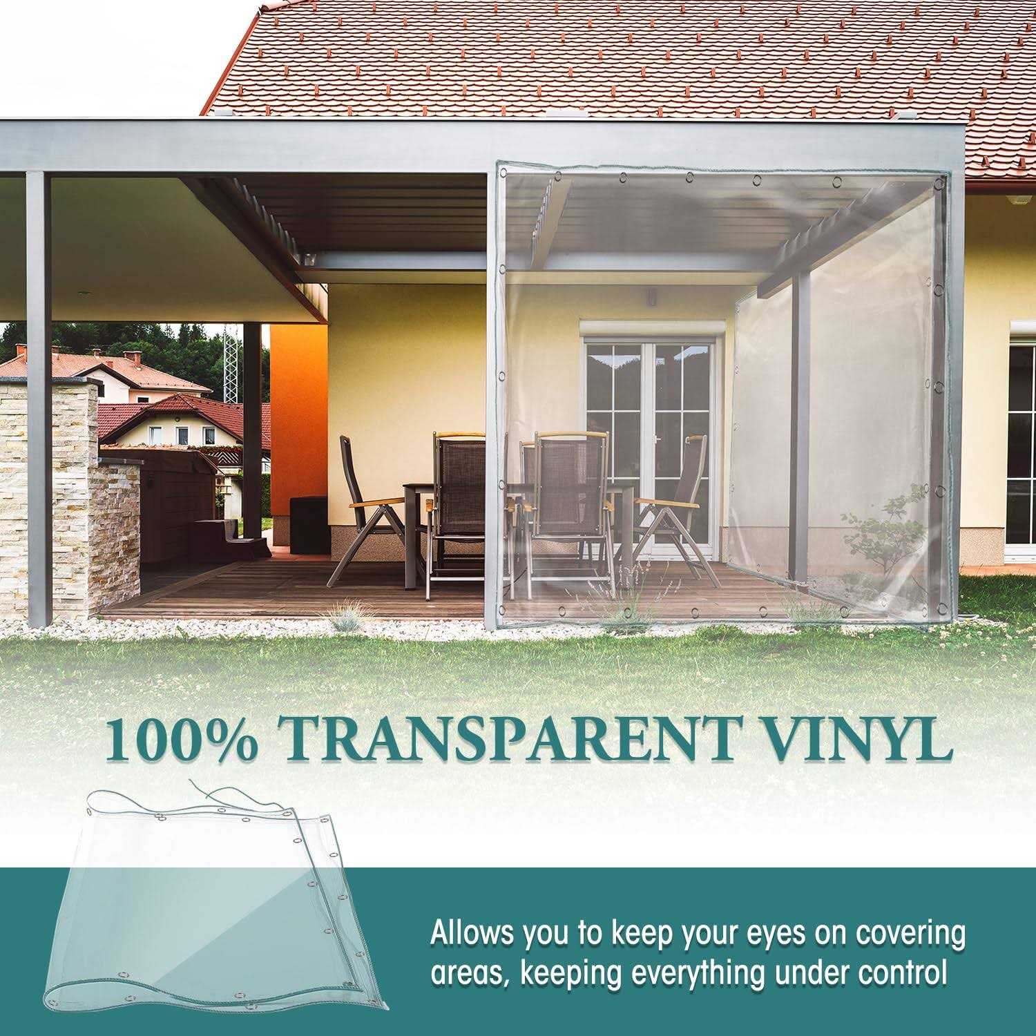 Touri 6 x 10 ft Durable Clear Transparent 12 Mil Vinyl Tarp Cover, Water, Tear, and Weather Resistant for Plants Greenhouse, Balcony, Garden and Pet - Cheap Fitting